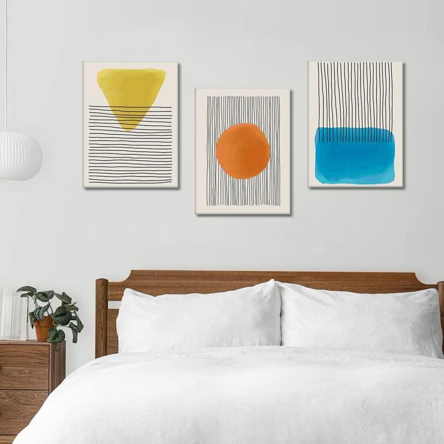 3-teilige geprägte Geometrie-Leinwandbilder 30x40cm