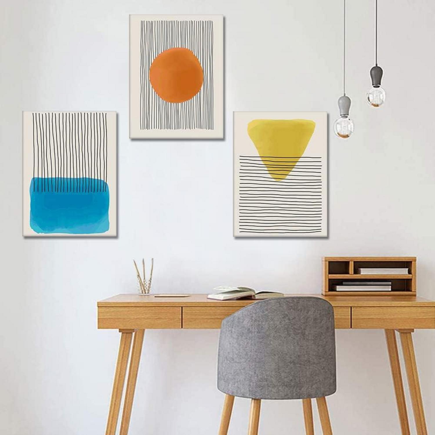 Leinwandbilder Geometrische Linie Wandbild Set 30x40 cm 3-teilig