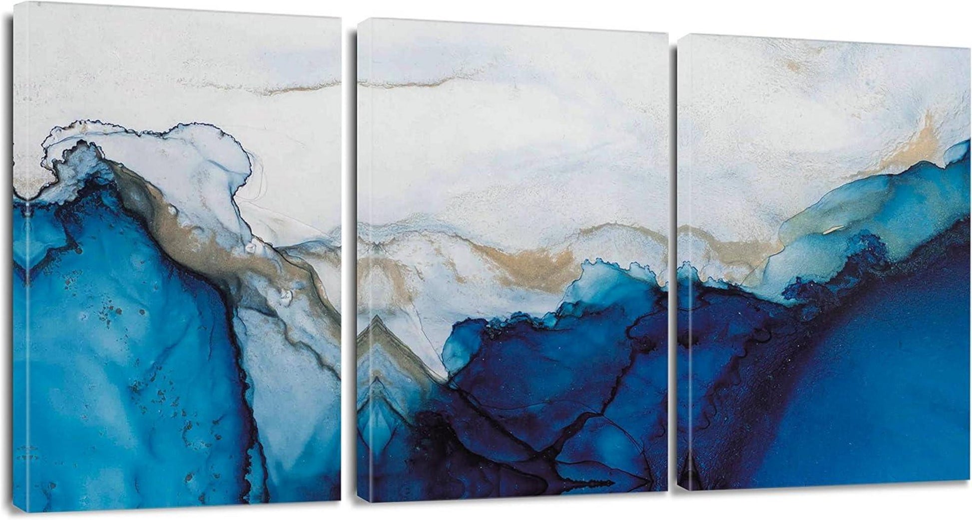 Abstract Leinwandbilder mit Marmor Blau Weiß Motiv 30x40cm