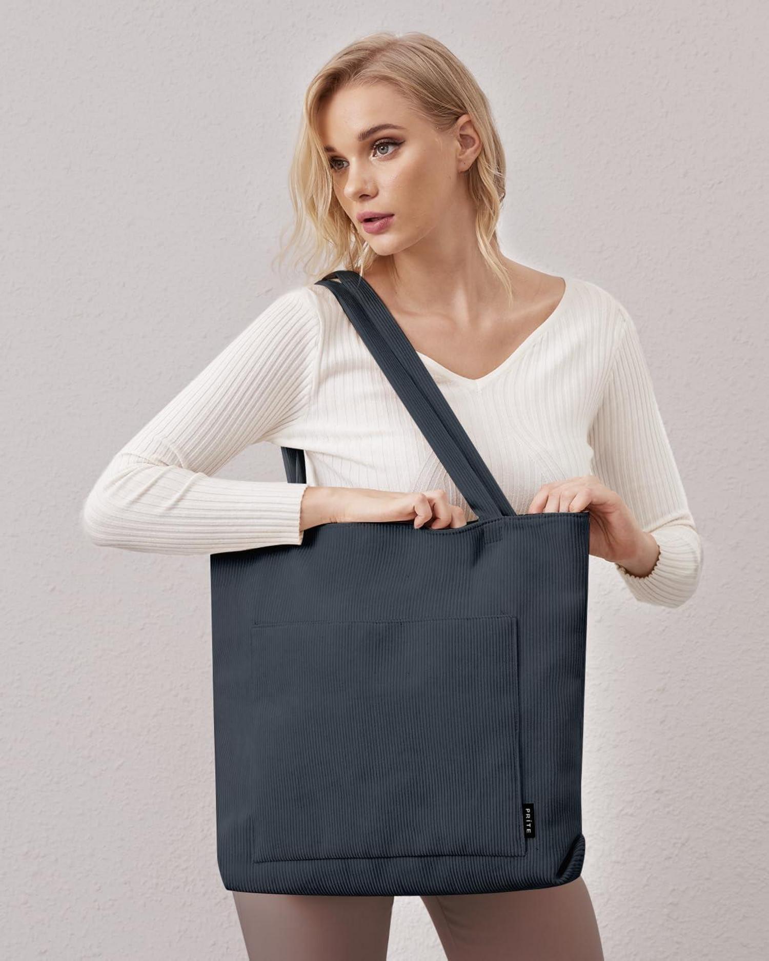 Handtasche Damen Tote Bag Shopper Groß Umhängetasche Cord Beuteltasche College