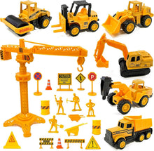 Baustellenfahrzeug Tortendeko Set 27-teilig für Kindergeburtstag