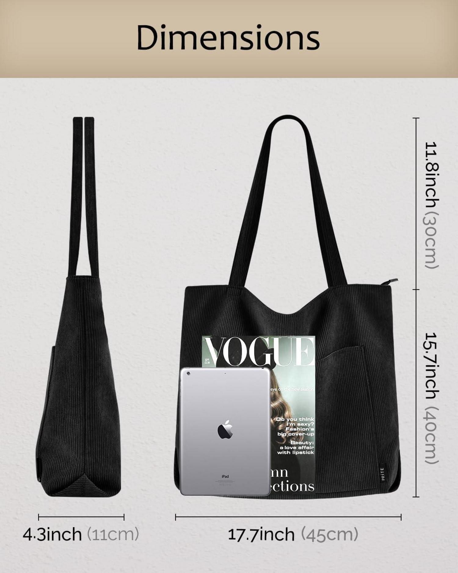 Handtasche Damen Tote Bag Shopper Cord Beuteltasche Schwarz