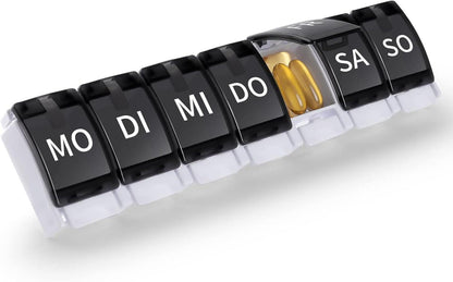 Deutsche Tablettenbox 7 Tage Medikamentenbox für unterwegs