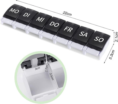 Deutsche Tablettenbox 7 Tage Medikamentenbox für unterwegs