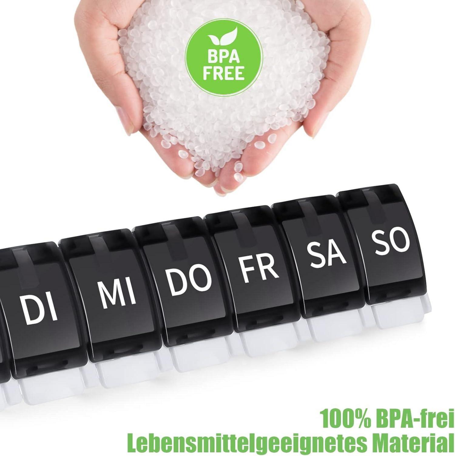 Opret Tablettenbox 7 Tage Deutsch Pillendose Regenbogen BPA-frei