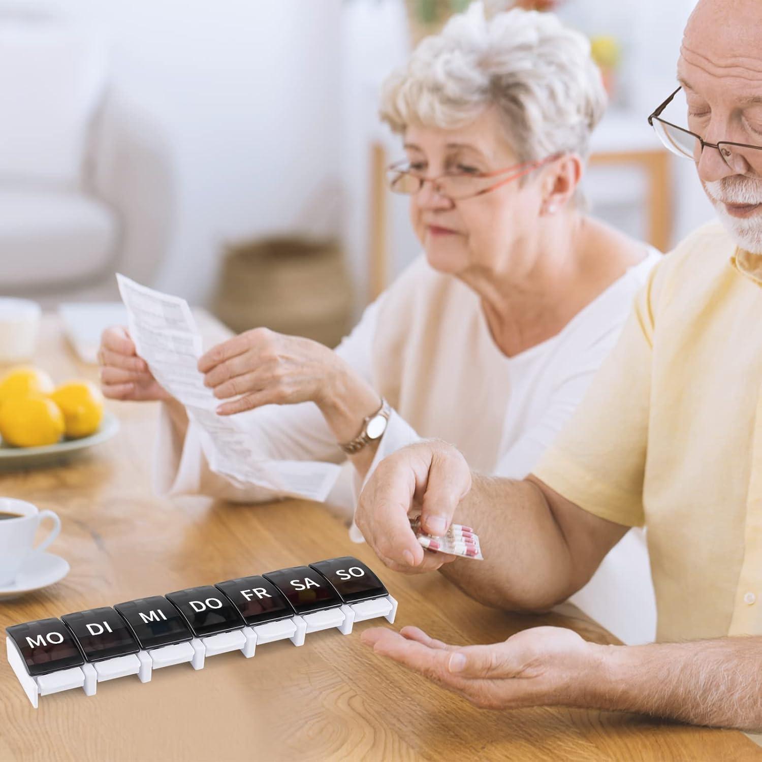 Opret Tablettenbox 7 Tage Deutsch Pillendose Regenbogen BPA-frei