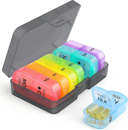 Tablettenbox 7 Tage Pillendose Medikamentenbox mit Große Fächer