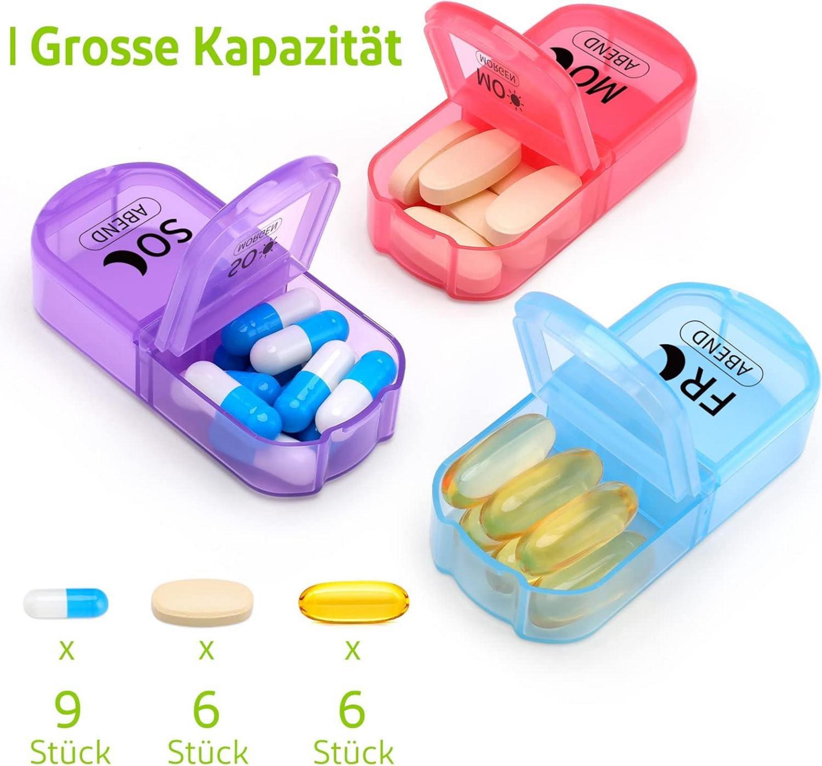 Opret Tablettenbox 7 Tage 2 Fächer BPA-frei mit großer Pillenbox