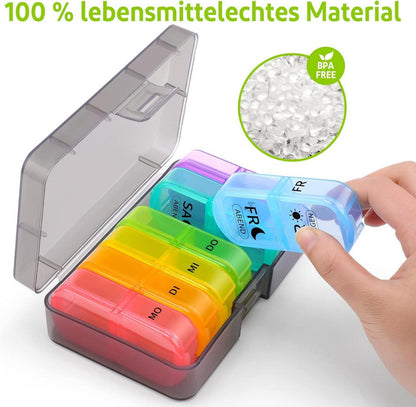 Tablettenbox 7 Tage 2 Fächer Medikamentenbox BPA-frei