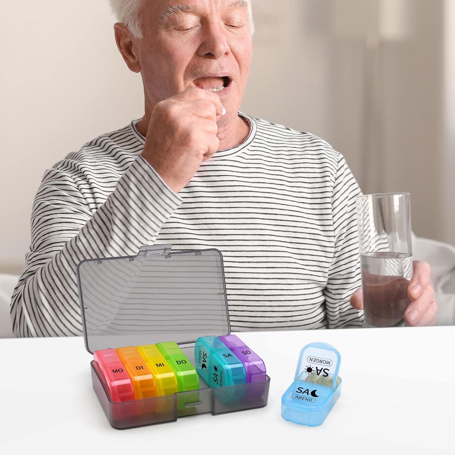 Opret Tablettenbox 7 Tage 2 Fächer BPA-frei mit großer Pillenbox