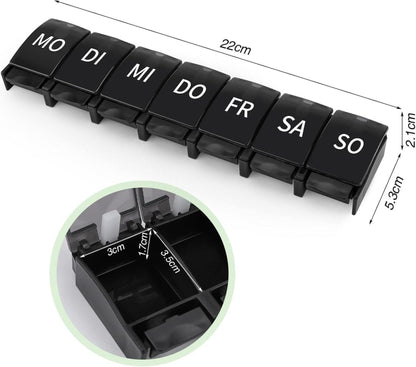 Deutsche Tablettenbox 7 Tage Regenbogen Medikamentenbox, Leicht Zu