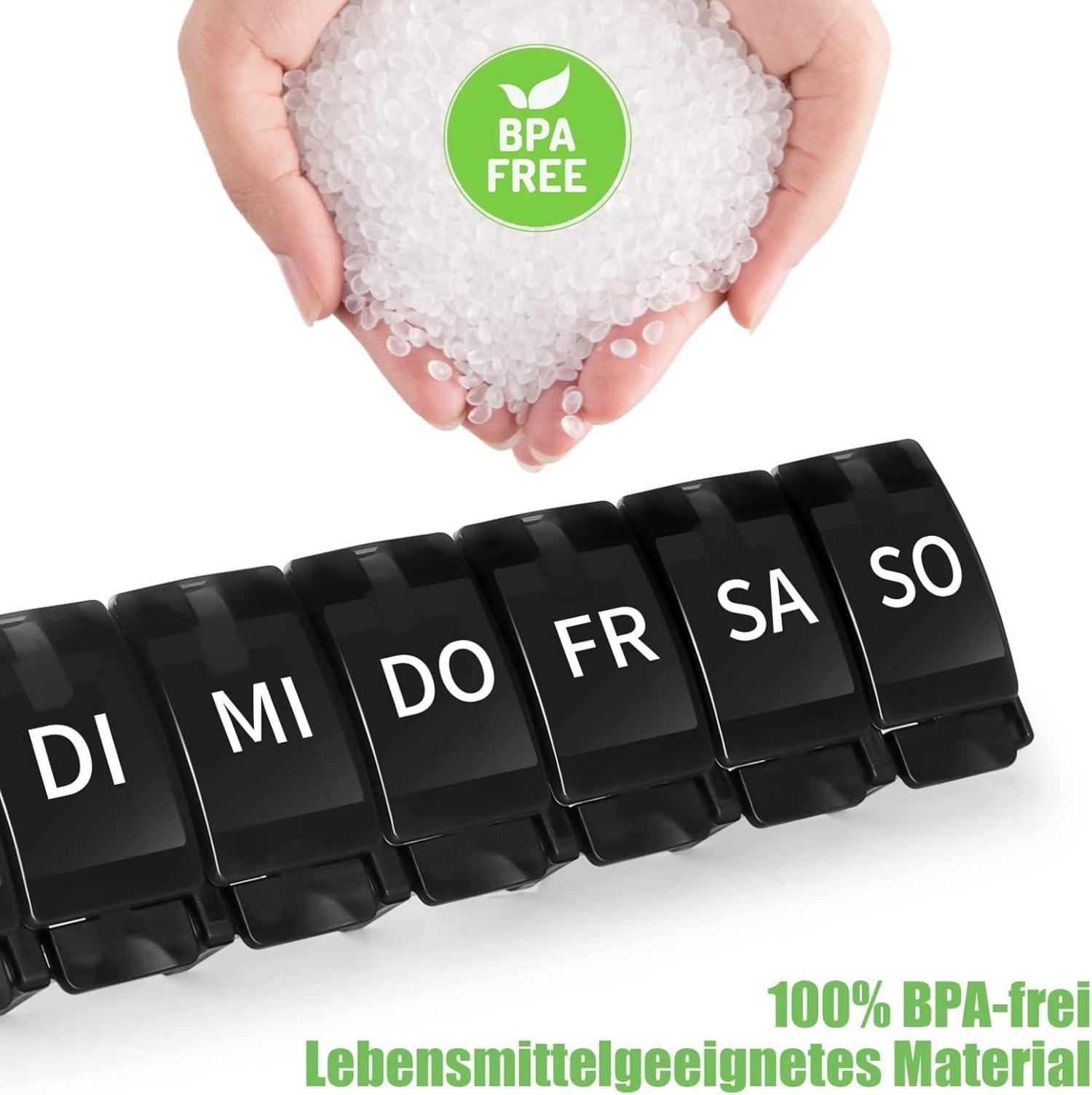 Tablettenbox 7 Tage Deutsch Pillendose Regenbogen Medikamentenbox Wochen