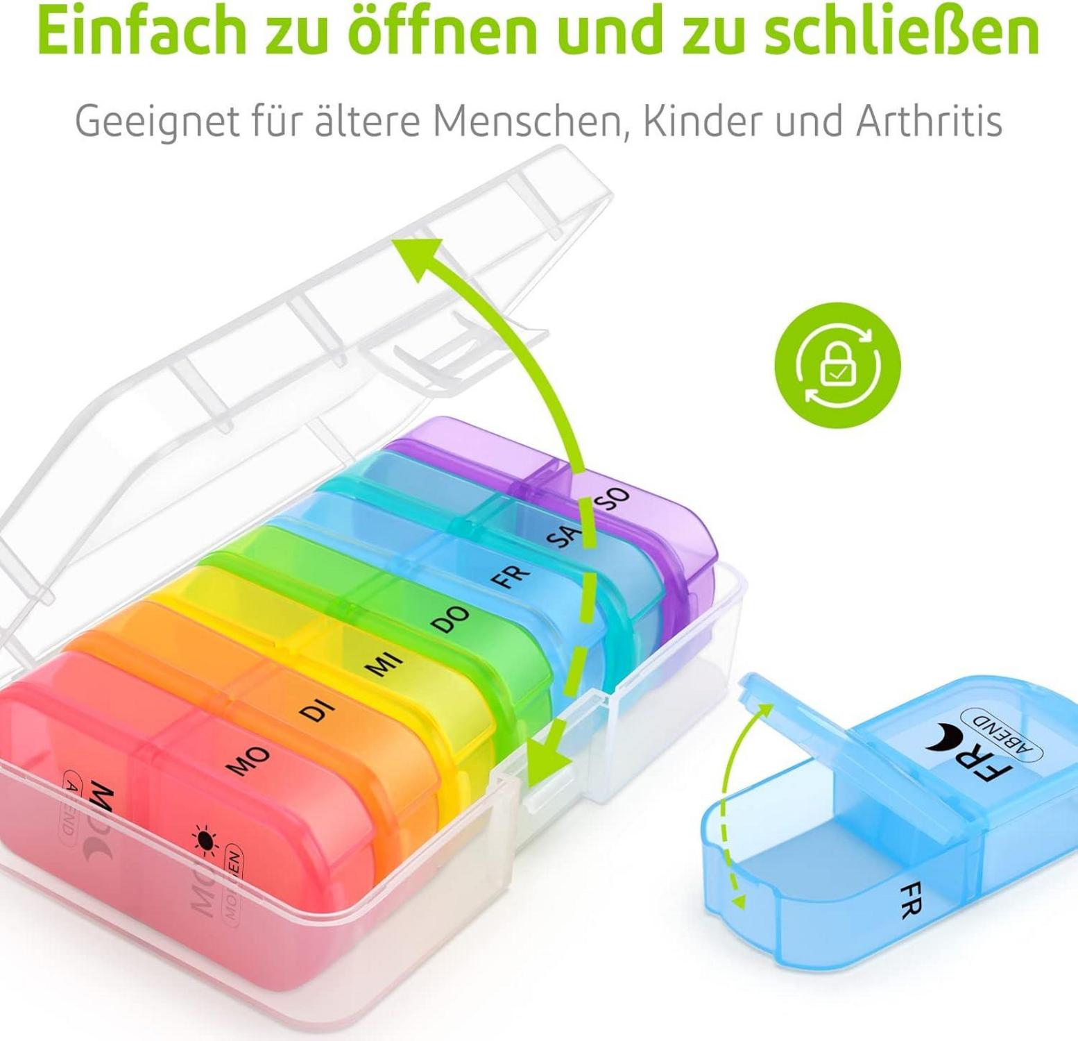 Opret Tablettenbox 7 Tage 2 Fächer, BPA-frei, Große