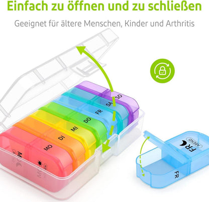 Opret Tablettenbox 7 Tage 2 Fächer, BPA-frei, Große