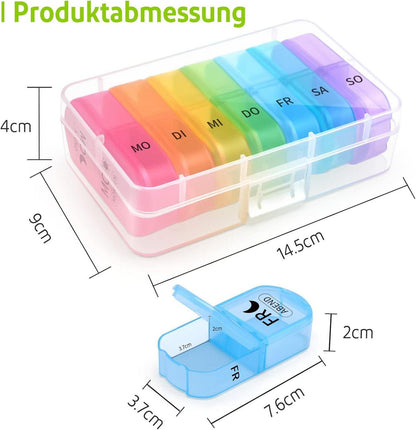 Opret Tablettenbox 7 Tage BPA-frei 2 Fächer Sicherheitsverschluss