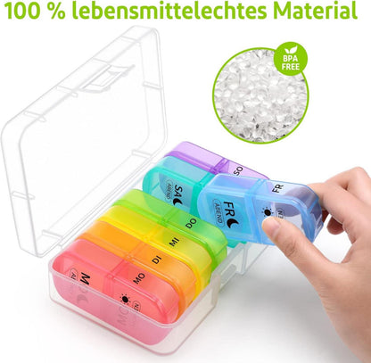 Tablettenbox 7 Tage Medikamentenbox Pillendose 2 Fächer BPA-frei