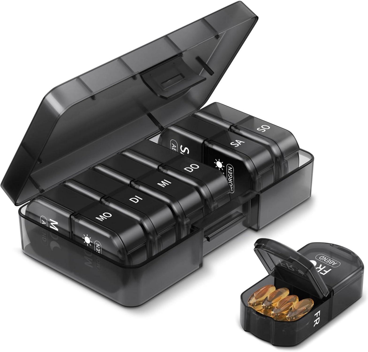 Tablettenbox 7 Tage Pillendose 2 Fächer BPA-frei