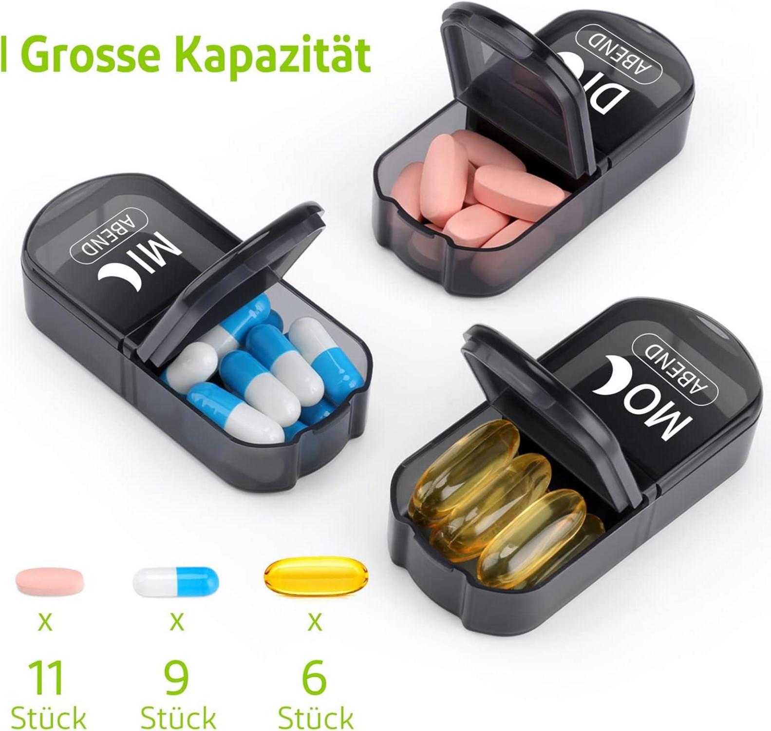 Tablettenbox 7 Tage Pillendose 2 Fächer BPA-frei