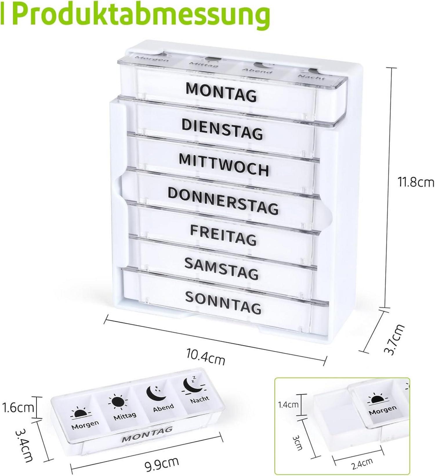 Opret Tablettenbox 7 Tage 4 Fächer BPA-frei Organizer