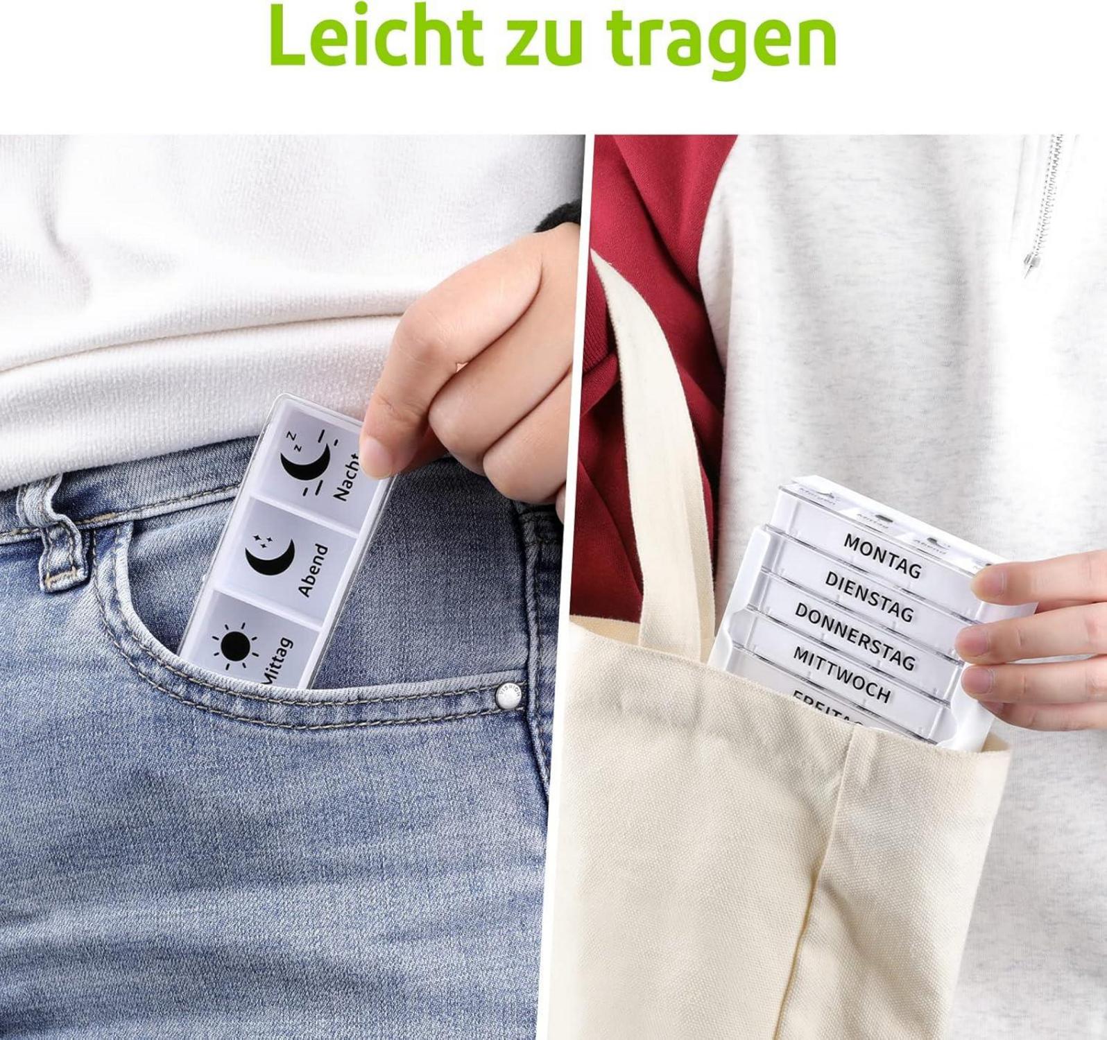 Pillendose Tablettenbox 7 Tage 4 Fächer Organizer BPA-frei