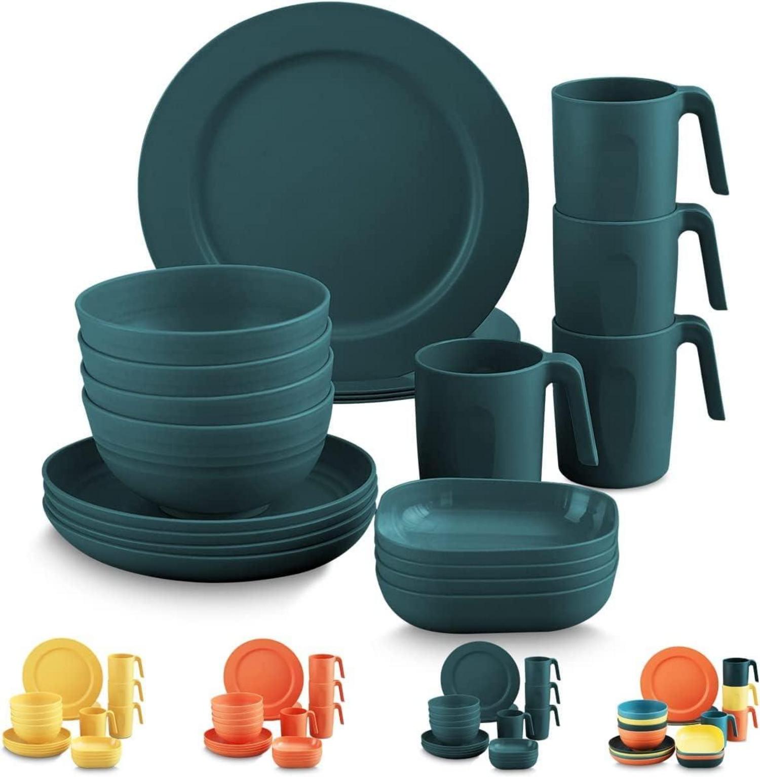 Kunststoff Geschirrset 20-teilig Unzerbrechlich Leicht Camping Set