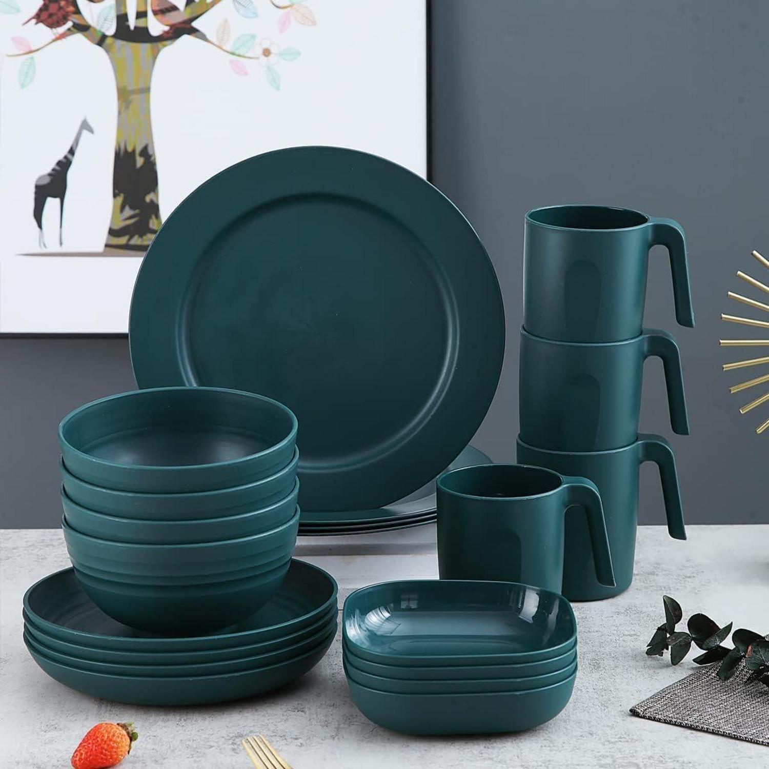 Kunststoff Geschirrset 20-teilig Unzerbrechlich Leicht Camping Set