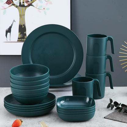 Kunststoff Geschirrset 20-teilig Unzerbrechlich Leicht Camping Set