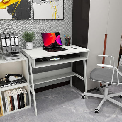 Kleiner Computertisch mit Stauraum Holz-Metall Schreibtisch