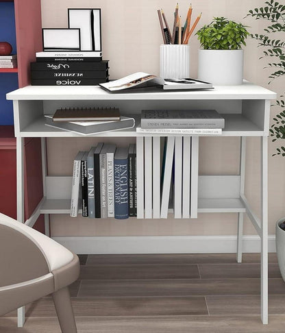 Schreibtisch mit Stauraum 80 cm Holz Metall Gaming Heimbüro