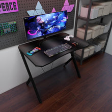 Schwarzer Gaming-Schreibtisch 90CM Kohlefaser-Effekt