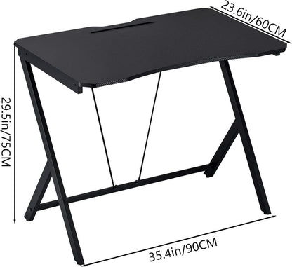 Schwarzer Gaming-Schreibtisch Karbonfaser-Effekt 90CM PC-Tisch