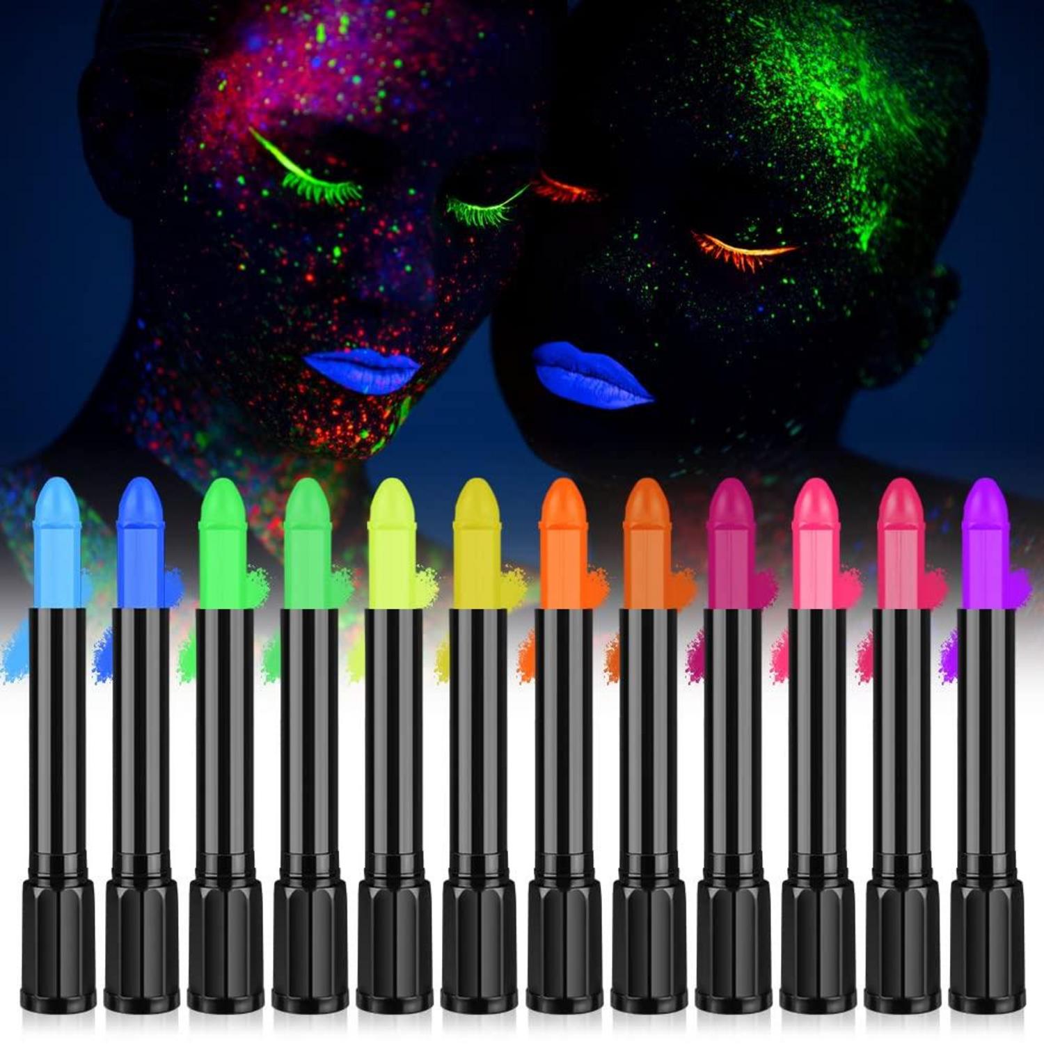 UV Bodypainting Neon Kinderschminke Set 12 Farben Face PaintFasching