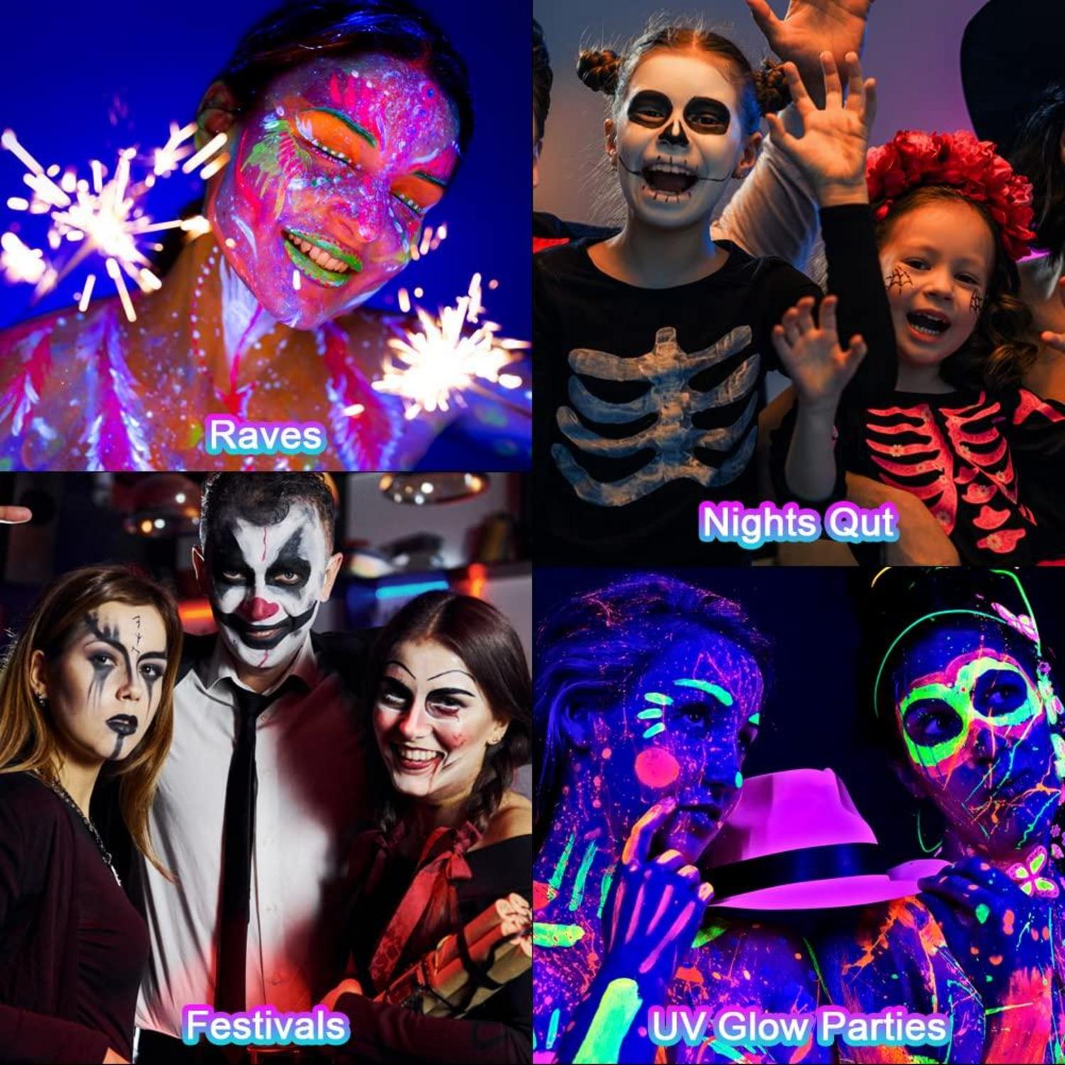 UV Bodypainting 12 Farben Neon Kinderschminke Set Face Paint