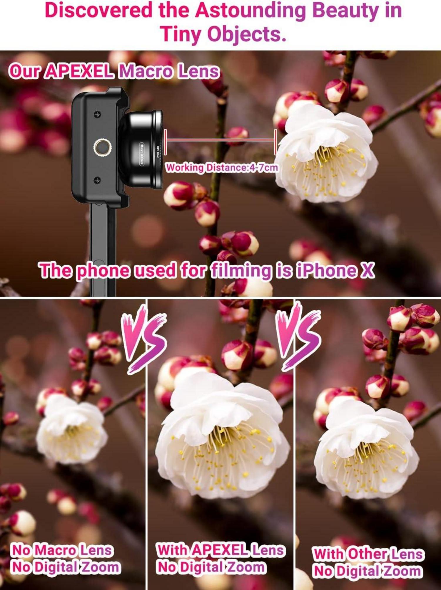Apexel Makro-Objektiv 100 mm für iPhone + CPL-Filter Galaxy