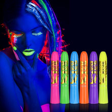 UV Kinderschminke Neon Bodypainting Set 6 Farben, Waschbar Körperfarbe