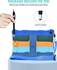 Kinder Silikon Hülle für Lenovo Tab M10 10.1 Zoll 2022 Schutzhülle Schultergurt Stylus Pen