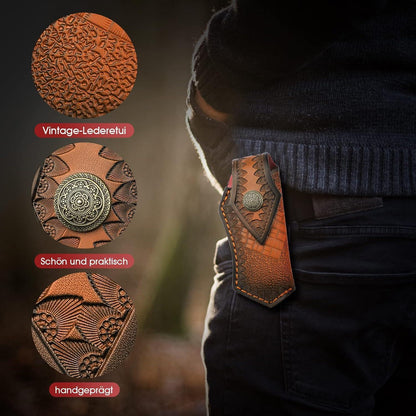 Damast Klappmesser mit Holzgriff – Outdoor Messer für Survival
