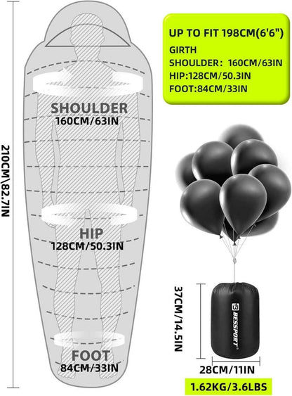 Mumienschlafsack für 4 Jahreszeiten -10 ℃ - 15 ℃ Winter