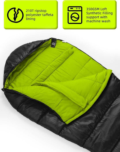Bessport Mumienschlafsack -10 ℃ - 15 ℃ 4 Jahreszeiten Schwarz