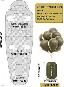 Mumienschlafsack -10 ℃ - 15 ℃ 4-Jahreszeiten Winter
