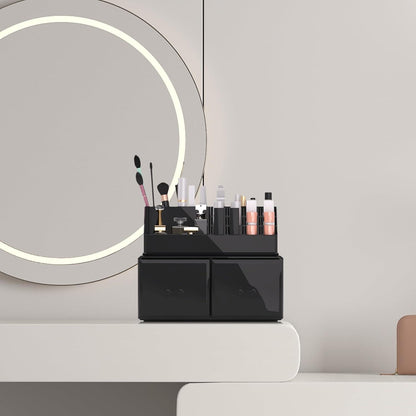Kosmetik Organizer 2 Lagen 2 Schubladen Schwarz