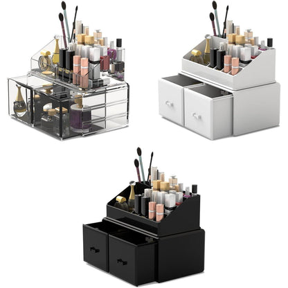 Kosmetik Organizer 2 Lagen 2 Schubladen Schwarz