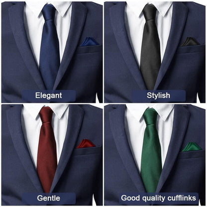 Krawatten Set Navy Blau Geschenke für Männer Krawatte 3 tlg