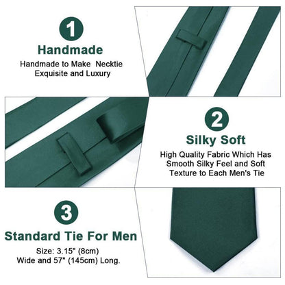 Grünes Krawatten Set mit Einstecktuch und Krawattenklammer