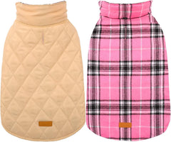 Hundemantel Winter Fleece Wasserdicht Warm Kariert XS Rosa