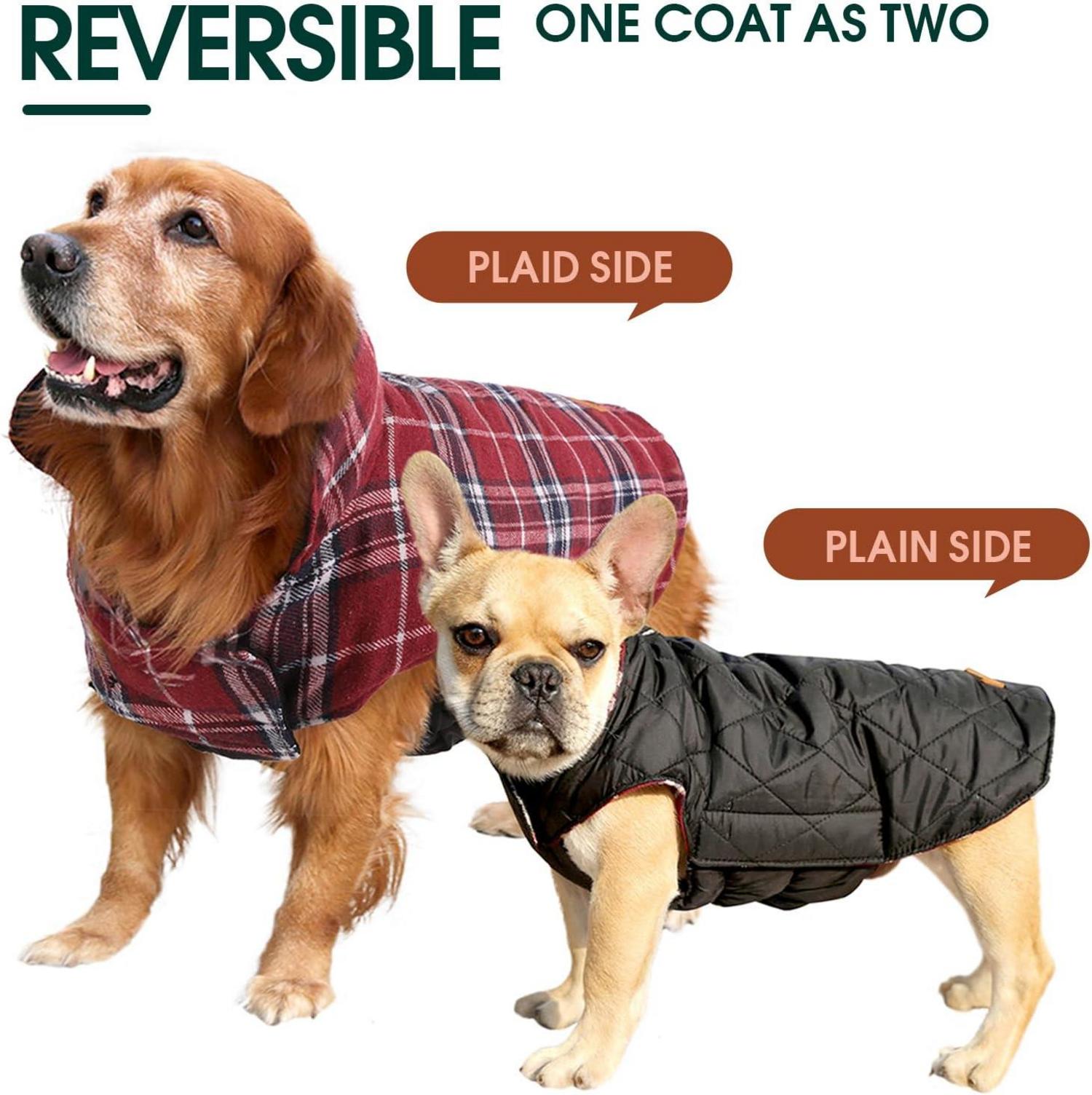 Kuoser Hundemantel Winter, Hundejacke Große Hunde Wasserdicht, Rot