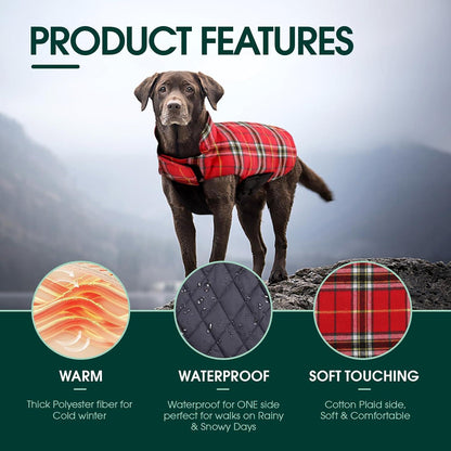 Hundemantel Winter Wasserdicht Warm Kariert XS Hellrot