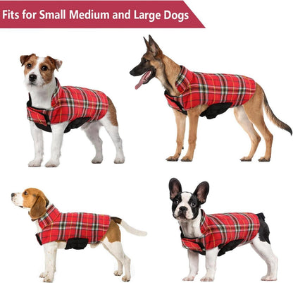 Kuoser Hundemantel Winter Hundejacke Fleece Wasserdicht Warm XS Kariert