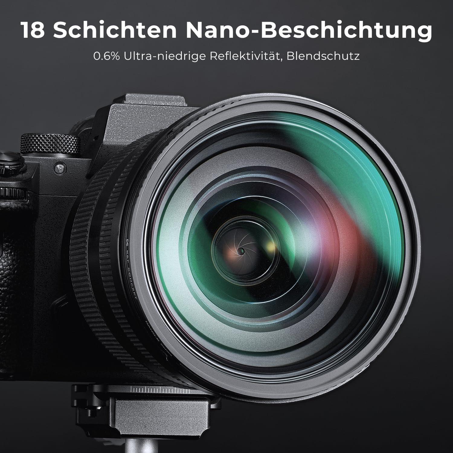 49mm Black Mist 1/4 Filter Optisches Glas 18x Nano-Beschichtung