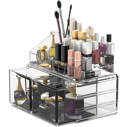 Transparenter Makeup Organizer 2 Lagen Kosmetik Aufbewahrungsbox 2 Schubladen